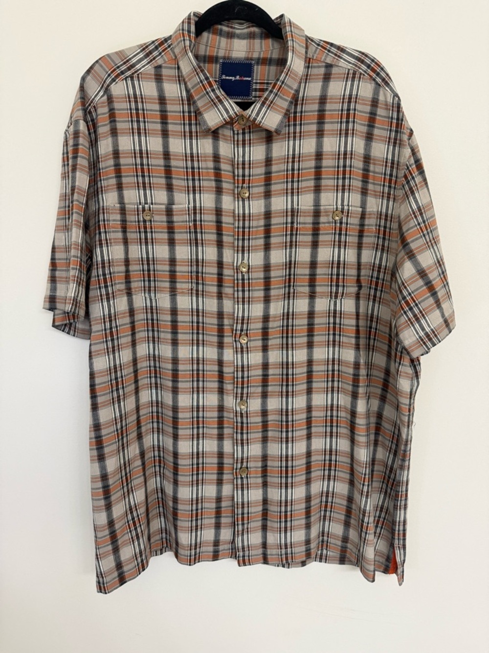 Tommy Bahama Short-Sleeve Plaid Button-Up Shirt - Tan/White/Black Men Size XXL